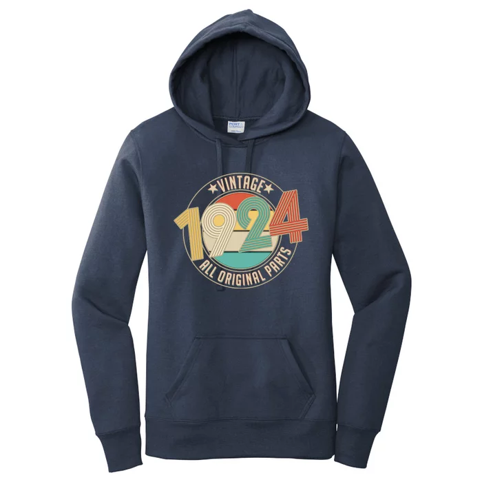 Vintage Emblem All Original Parts 1924 100th Birthday Women's Pullover Hoodie