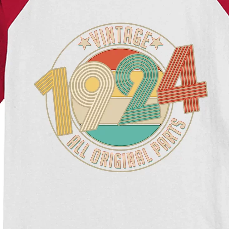 Vintage Emblem All Original Parts 1924 100th Birthday Kids Colorblock Raglan Jersey