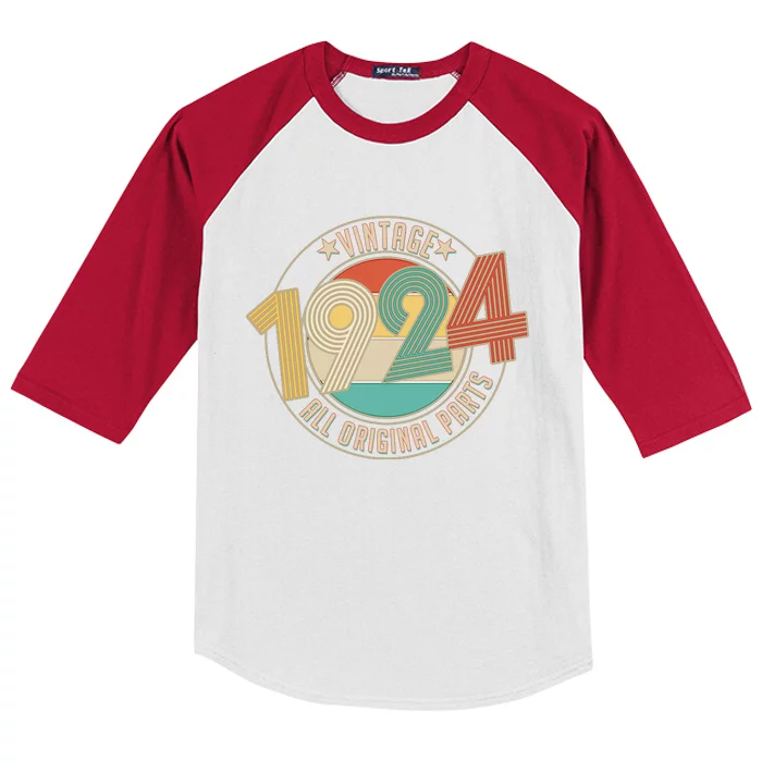 Vintage Emblem All Original Parts 1924 100th Birthday Kids Colorblock Raglan Jersey