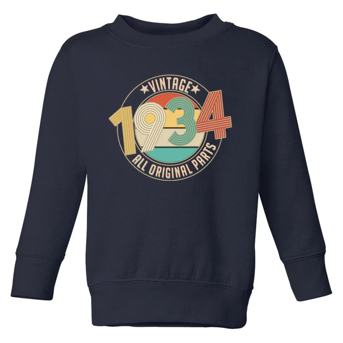 Vintage Emblem All Original Parts 1934 90th Birthday Toddler Sweatshirt