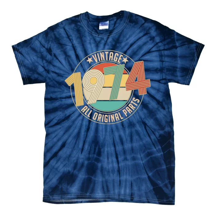 Vintage Emblem All Original Parts 1974 50th Birthday Tie-Dye T-Shirt