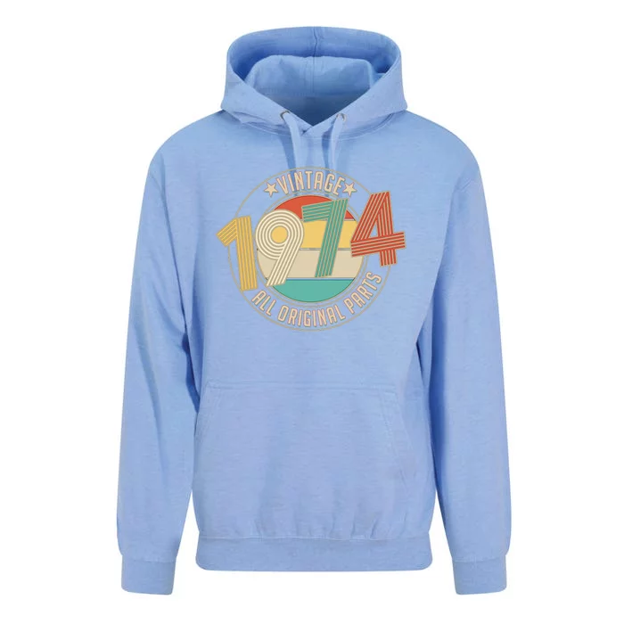 Vintage Emblem All Original Parts 1974 50th Birthday Unisex Surf Hoodie