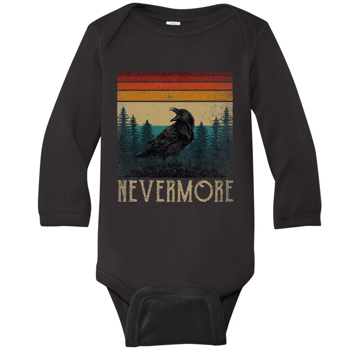 Vintage Edgar Allan Poe Quoth The Raven N.E.V.E.R.M.O.R.E Baby Long Sleeve Bodysuit