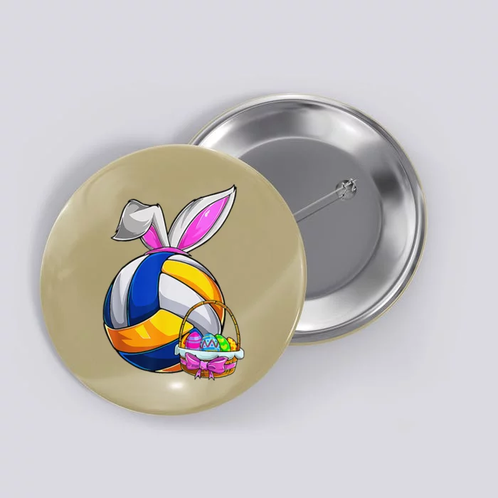 Volleyball Easter Bunny Ears Easter Eggs Hunting Basket Button