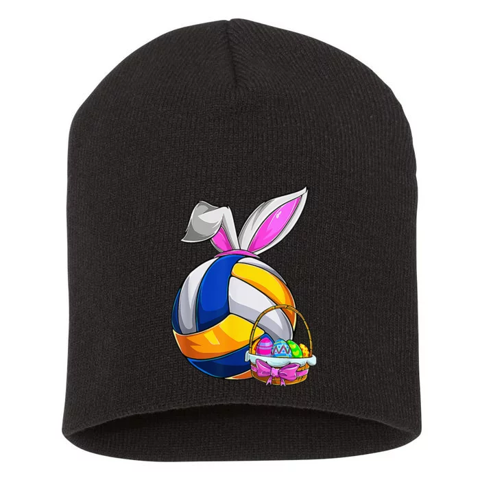 Volleyball Easter Bunny Easter Eggs Hunting Basket Short Acrylic Beanie