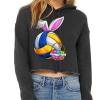Volleyball Easter Bunny Ears Easter Eggs Hunting Basket Men's Back Print  T-shirt