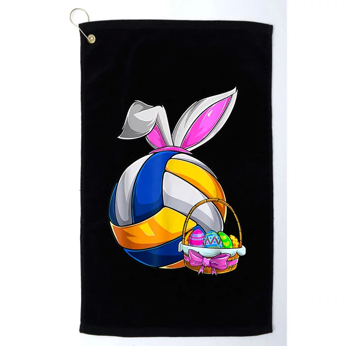 Volleyball Easter Bunny Ears Easter Eggs Hunting Basket Platinum Collection Golf Towel