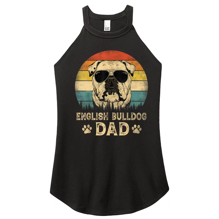 Vintage English Bulldog Dad Dog Lovers Fathers Day Tee Women’s Perfect Tri Rocker Tank