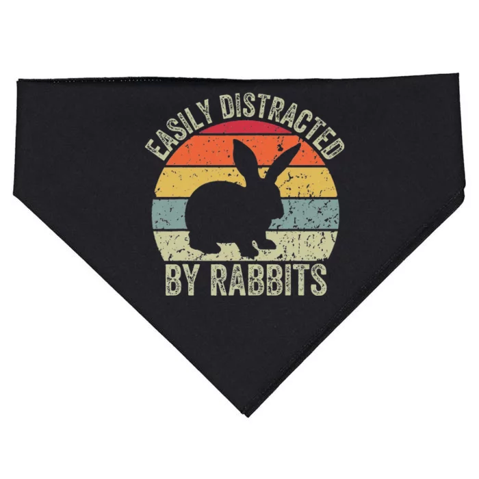 Vintage Easily Distracted By Rabbits Happy Easter Day USA-Made Doggie Bandana