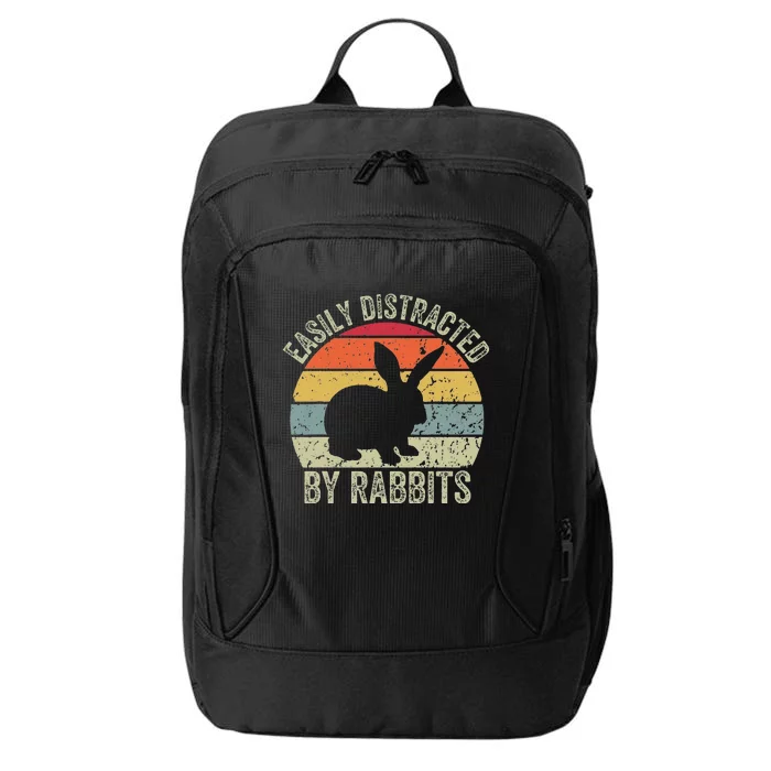 Vintage Easily Distracted By Rabbits Happy Easter Day City Backpack