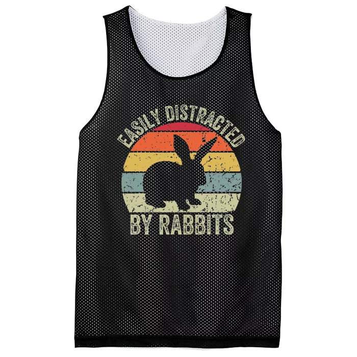 Vintage Easily Distracted By Rabbits Happy Easter Day Mesh Reversible Basketball Jersey Tank