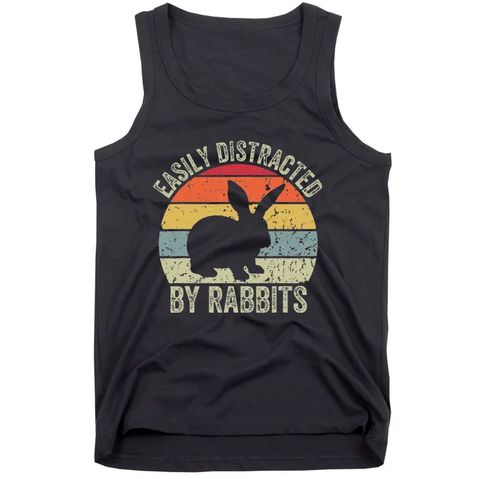 Vintage Easily Distracted By Rabbits Happy Easter Day Tank Top