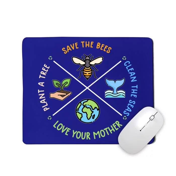 Vintage Earth Day Save Bees Plant More Trees Environt Cool Gift Mousepad