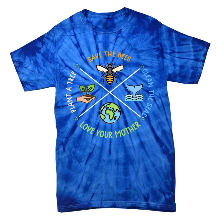 Vintage Earth Day Save Bees Plant More Trees Environt Cool Gift Tie-Dye T-Shirt