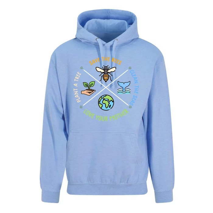 Vintage Earth Day Save Bees Plant More Trees Environt Cool Gift Unisex Surf Hoodie