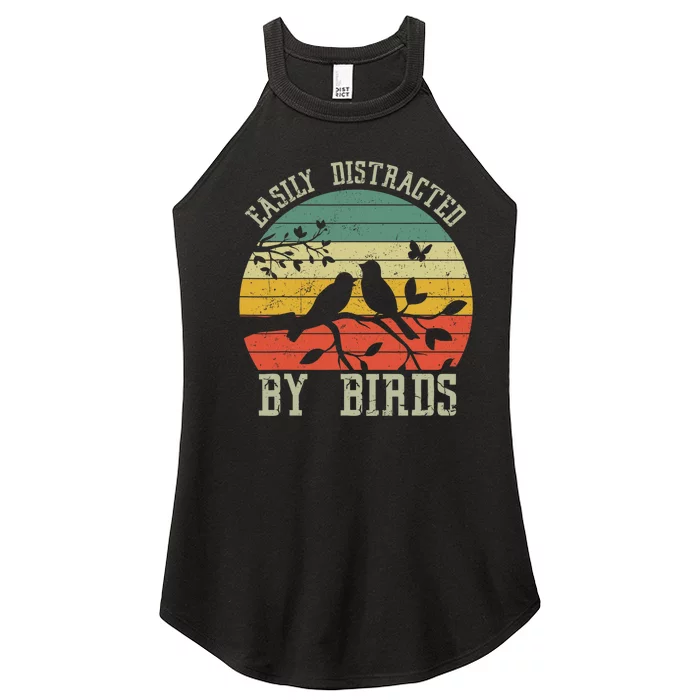 Vintage Easily Distracted By Birds Funny For Bird Watcher Women’s Perfect Tri Rocker Tank