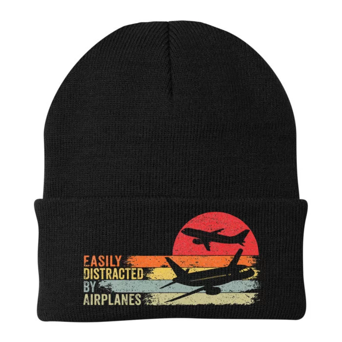 Vintage Easily Distracted By Airplanes Knit Cap Winter Beanie