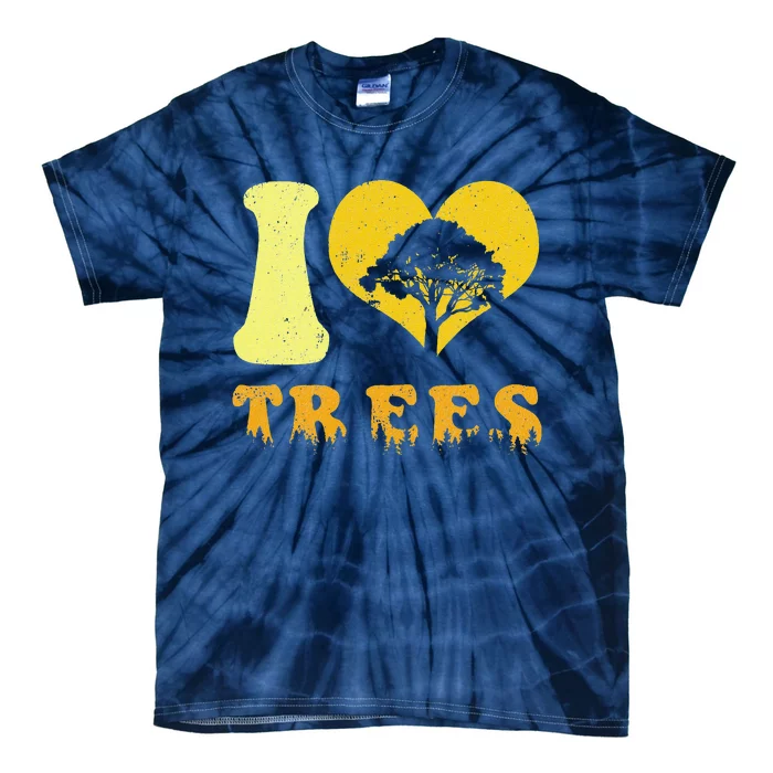 Vintage Earth Day I Love Trees Teacher Tie-Dye T-Shirt