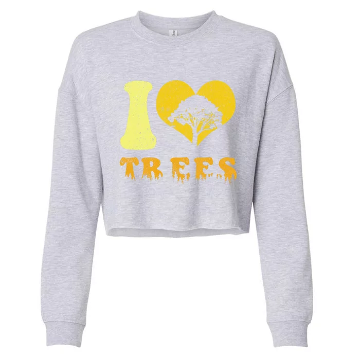 Vintage Earth Day I Love Trees Teacher Cropped Pullover Crew