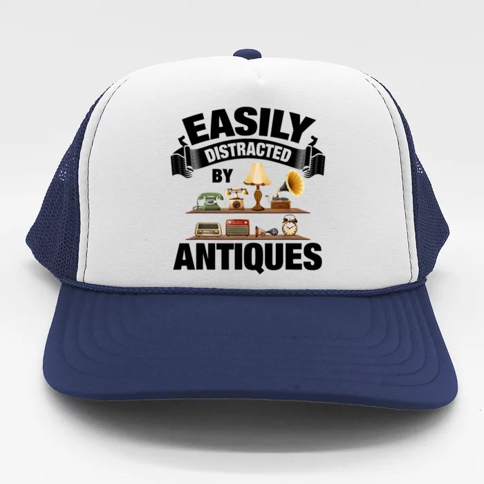 Vintage Easily Distracted By Antiques Trucker Hat