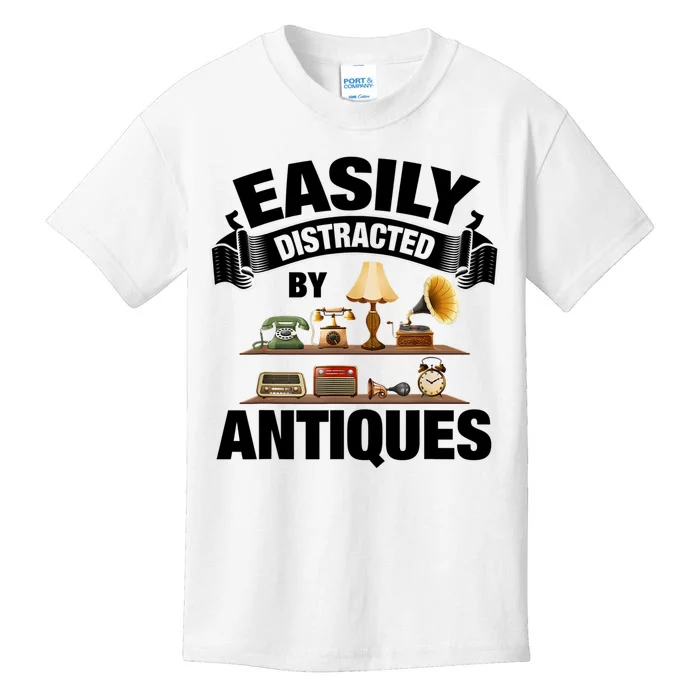 Vintage Easily Distracted By Antiques Kids T-Shirt