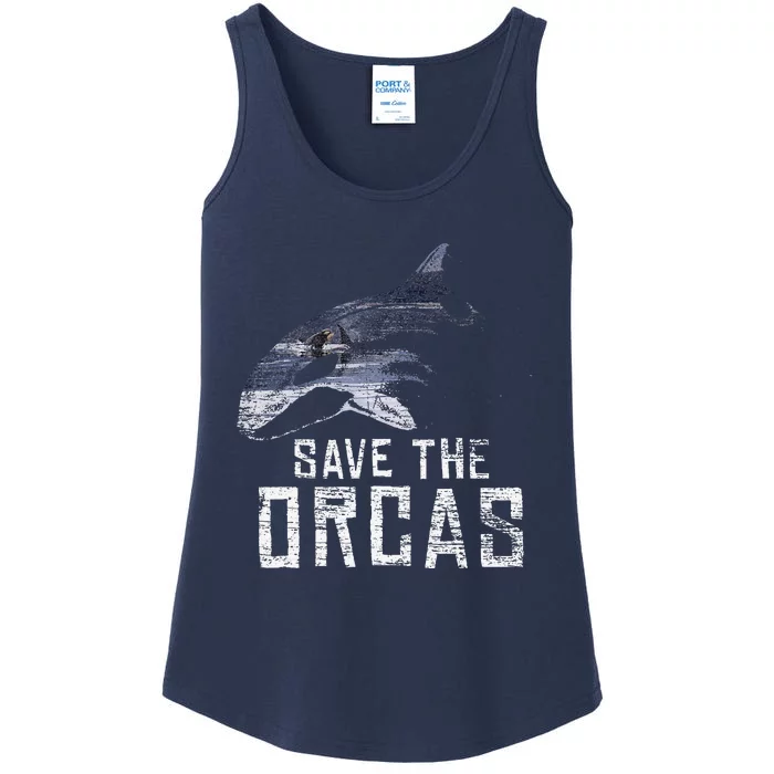 Vintage Earth Day Save The Orcas Ladies Essential Tank