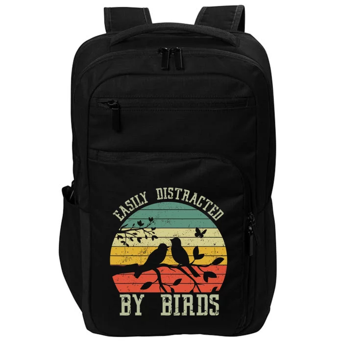 Vintage Easily Distracted by Birds Funny for Bird Watcher Impact Tech Backpack