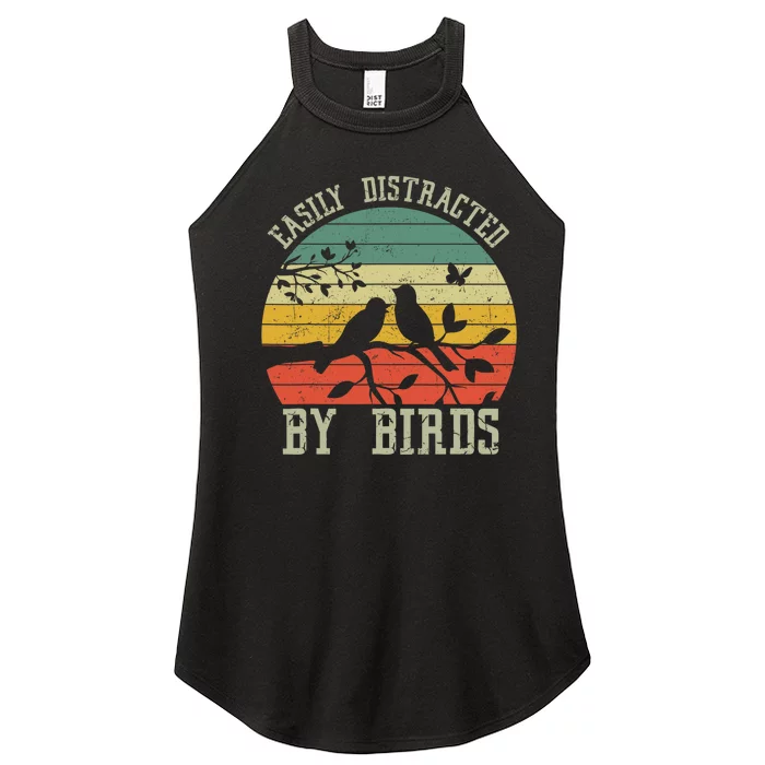 Vintage Easily Distracted By Birds Funny For Bird Watcher Women’s Perfect Tri Rocker Tank