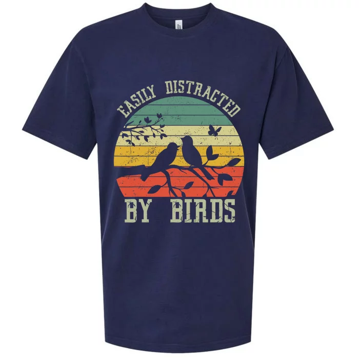 Vintage Easily Distracted By Birds Funny For Bird Watcher Sueded Cloud Jersey T-Shirt