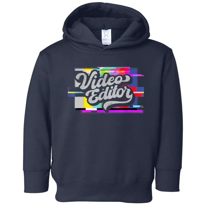 Video Editor, Distressed Color Bars Toddler Hoodie