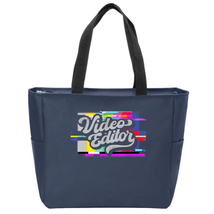 Video Editor, Distressed Color Bars Zip Tote Bag