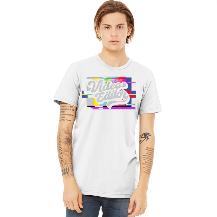 Video Editor, Distressed Color Bars Premium T-Shirt