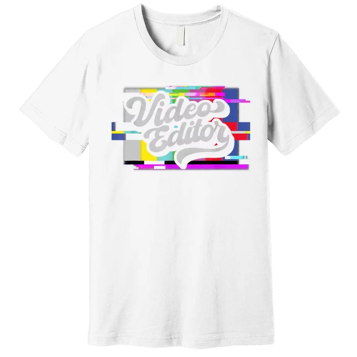 Video Editor, Distressed Color Bars Premium T-Shirt