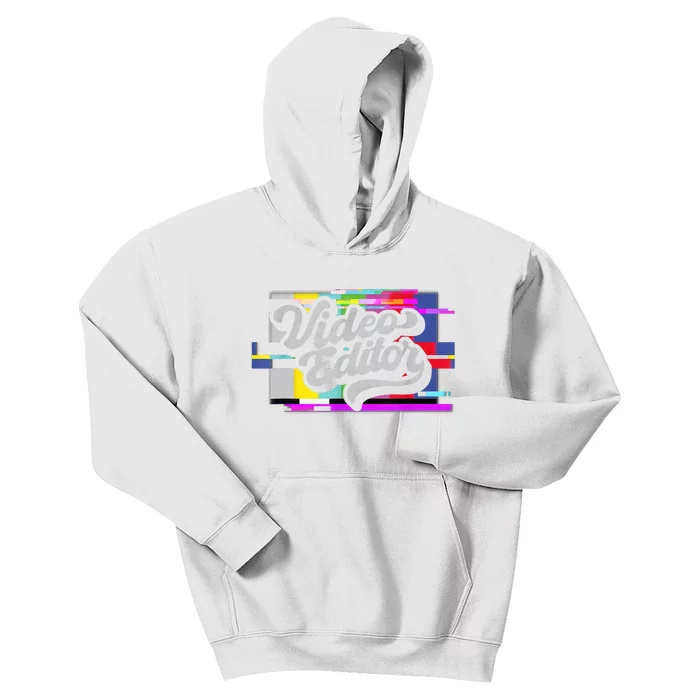 Video Editor, Distressed Color Bars Kids Hoodie