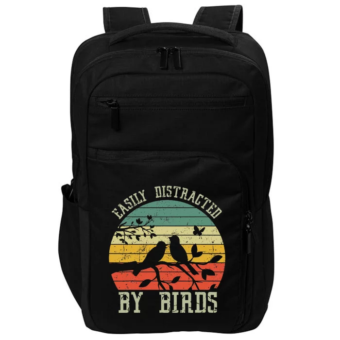 Vintage Easily Distracted By Birds Funny For Bird Watcher Impact Tech Backpack