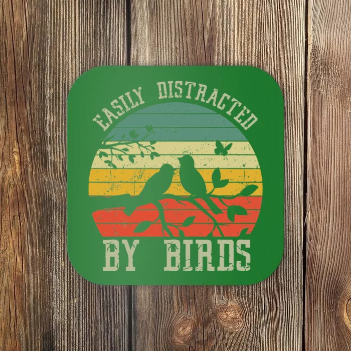 Vintage Easily Distracted By Birds Funny For Bird Watcher Coaster