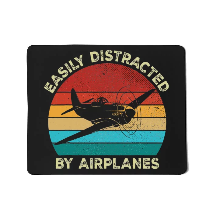 Vintage Easily Distracted by Airplanes For Airplane Lover Mousepad