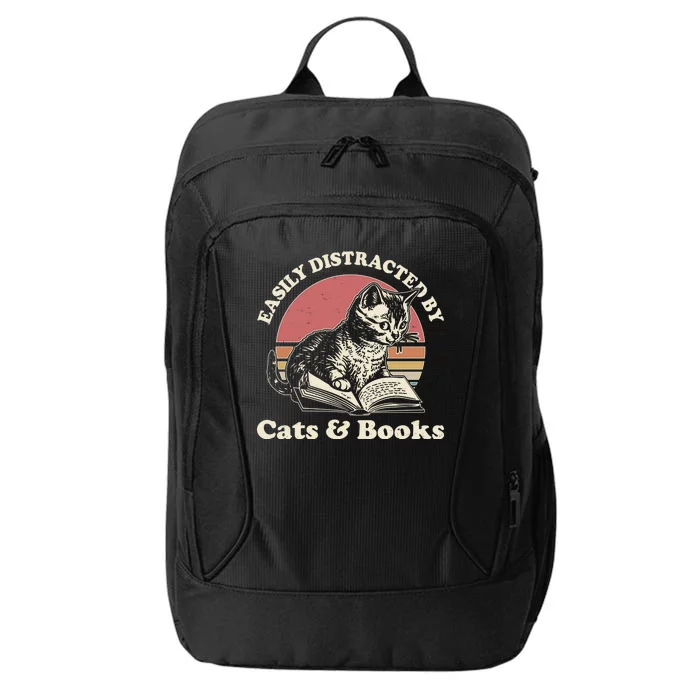 Vintage Easily Distracted By Cats And Books City Backpack