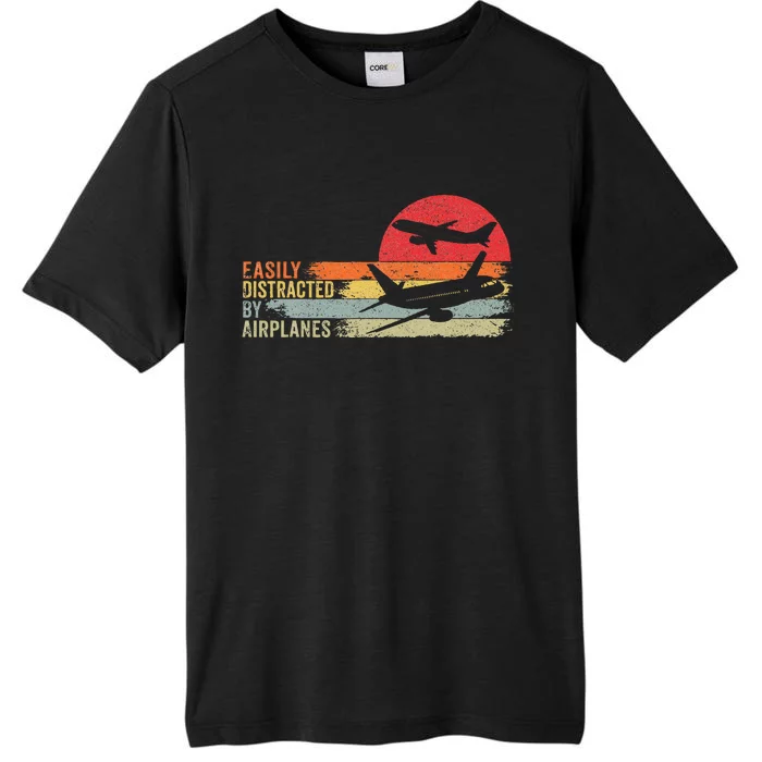 Vintage Easily Distracted By Airplanes ChromaSoft Performance T-Shirt