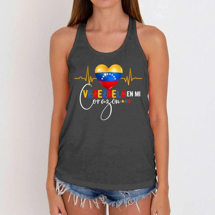 Venezuela En El Corazon Venezuelan Pride Women's Knotted Racerback Tank