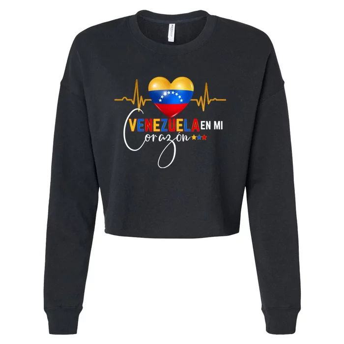 Venezuela En El Corazon Venezuelan Pride Cropped Pullover Crew