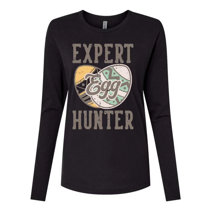 Vintage Expert Egg Hunter Funny Easter Womens Cotton Relaxed Long Sleeve T-Shirt