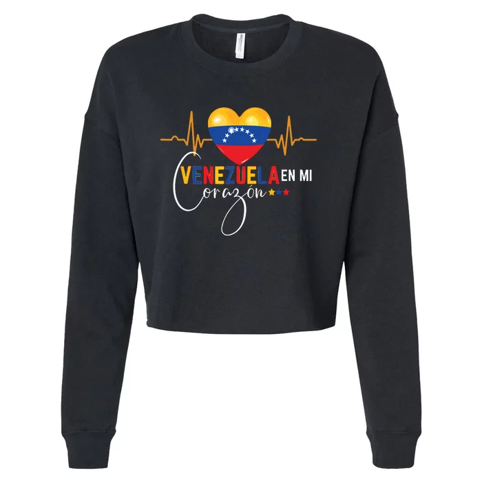 Venezuela En El Corazon Venezuelan Pride Cropped Pullover Crew