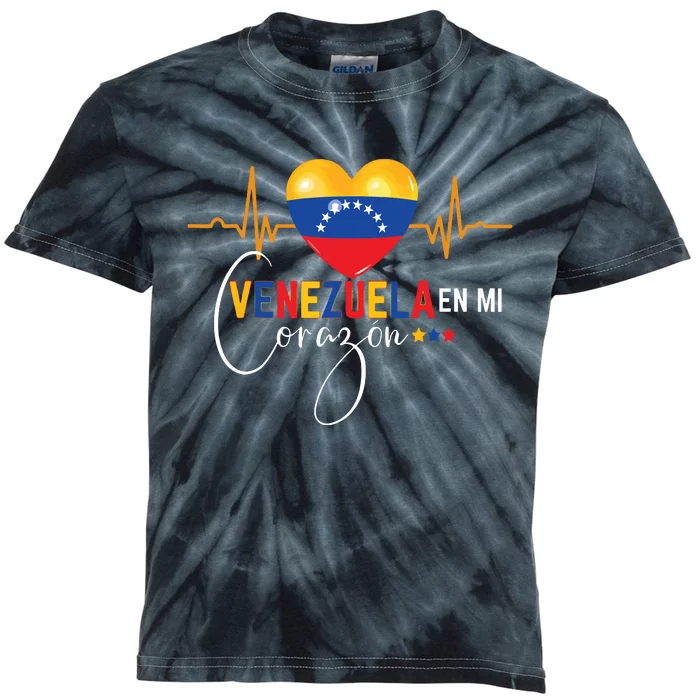 Venezuela En El Corazon Venezuelan Pride Kids Tie-Dye T-Shirt