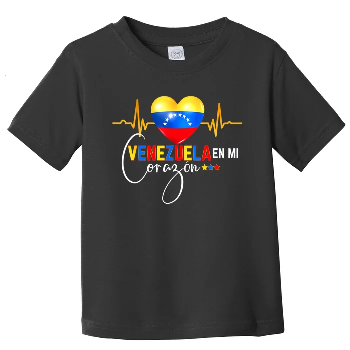 Venezuela En El Corazon Venezuelan Venezuela Flag Latin Toddler T-Shirt