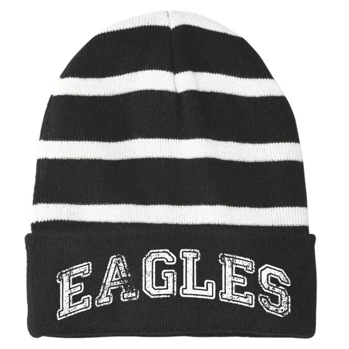 Vintage Eagles Flying Bird Inspirational Eagles Fly Design Striped Beanie with Solid Band