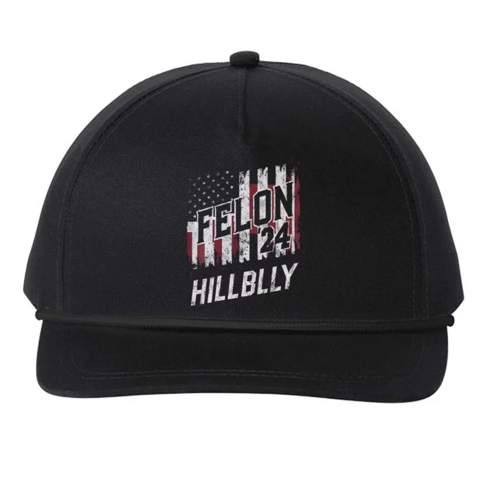 Vintage Elections Felon Hillbilly 2024 Us Flag Snapback Five-Panel Rope Hat