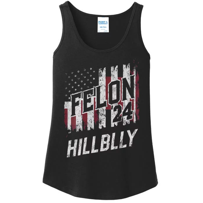 Vintage Elections Felon Hillbilly 2024 Us Flag Ladies Essential Tank