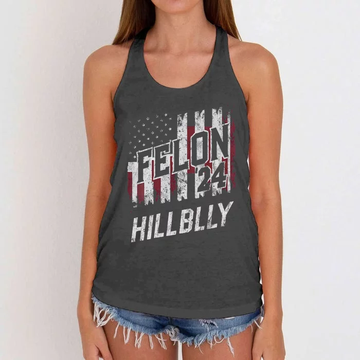 Vintage Elections Felon Hillbilly 2024 Us Flag Women's Knotted Racerback Tank