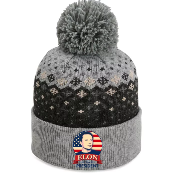 Vote Elon For President Emblem The Baniff Cuffed Pom Beanie